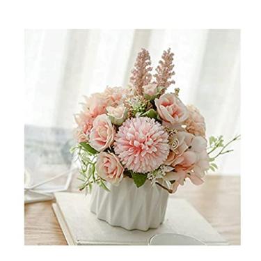 Imagem de LMJYU Arranjos de flores artificiais de seda para plantas artificiais, enfeite decorativo, buquê de casamento, enfeite de mesa