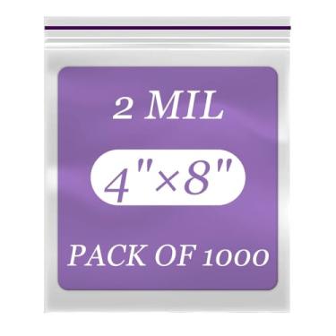 Imagem de Sacos transparentes com zíper de 10 x 20 cm, pacote de 1000 sacos plásticos resseláveis, duráveis, ideais para armazenamento de alimentos, freezer, lanches, despensa, joias, turismo, embalagem