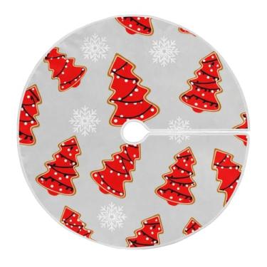 Imagem de Wassud Saia para árvore de Natal vermelha, decoração de árvore de Natal, enfeites de Natal, tapete de árvore pequena para decoração de festa de ano novo, 91 cm