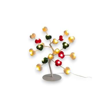 Imagem de Cormilu Árvore LED Decorativa com 20 Luzes, 40cm, Base Metal Branca, Pompons Natalinos Verde e Vermelho, Bivolt, Iluminação Ambiente para Mesa