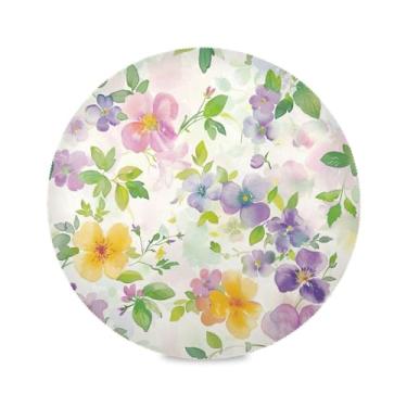 Imagem de Wassud Jogo americano aquarela verde floral tapete redondo para cozinha e jantar tapetes laváveis resistentes ao calor decoração de mesa 39 cm