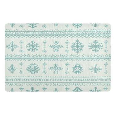 Imagem de STAYTOP Tapete de Natal com flocos de neve para entrada externa 81 x 50 cm, tapete de boas-vindas ao ar livre/interno, tapetes de banho fofos, capacho frontal antiderrapante para entrada, pátio, áreas