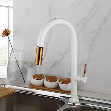 Imagem de Torneira giratória 360 de 2 maneiras pulverizadora de latão sólido para pia de cozinha torneiras misturadoras de água de cozinha preto e branco