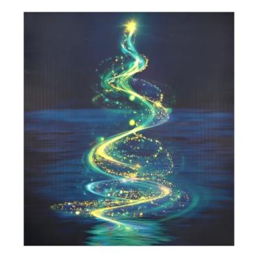 Imagem de STAYTOP Capa magnética brilhante para máquina de lavar louça, árvore de Natal e estrelas, 58 x 66 cm, capa decorativa para geladeira para porta da frente, adesivo, máquina de lavar, painel de