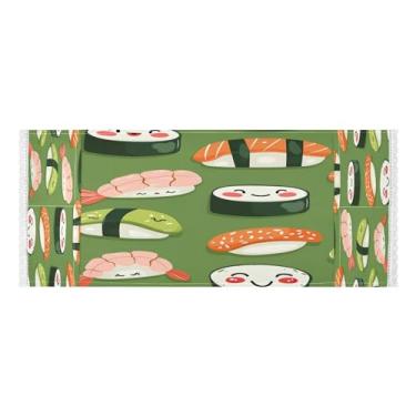 Imagem de Wassud Kawaii Capas de lavadora e secadora padrão de sushi, protetor de lavadora com sacos de armazenamento, capa de geladeira à prova de poeira com bolsos para lavanderia doméstica, cozinha, 120 x 55