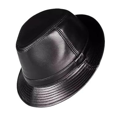 Imagem de Chapéu de sol de praia clássico de aba curta para homens e mulheres chapéu Trilby de couro (D-3GG