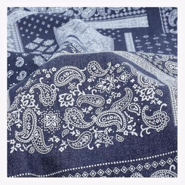 Imagem de Tecido Jeans Estampado Com Flores Da Tecido De Costura Com Padrão Floral 150 Cm De Largura Tecidos Artesanais Azuis Para Costura Faça Você Mesmo Artesanato Jeans Roupas(Blue 1,1.5x1m)