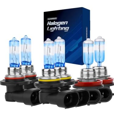 Imagem de Zyvirexa Compatível com Honda Accord Sedan 4 portas 2006-2012 lâmpadas de farol de halogêneo + conjunto de lâmpadas de farol de neblina 9005, farol alto 9006 farol baixo H11, branco quente, Plug and