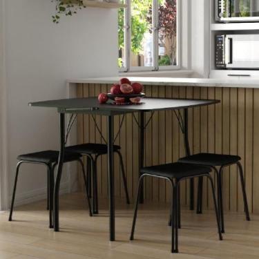 Imagem de Conjunto Mesa Extensível Com 4 Banquetas Preto Carraro - MÓVEIS CARRAR