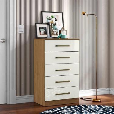Imagem de Cômoda Para Quarto Com 5 Gavetas 61cm Ingrid Atacama-off White A09 - D`rossi