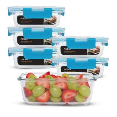 Imagem de Conjunto 6 Potes Vidro Hermético 370ml Travas Fortes Premium - U4HOME,