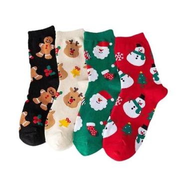 Imagem de Meias De Algodão Para Meninos E Meninas, 4 Pares, Meias Longas Confort