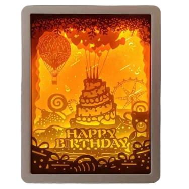 Imagem de Caixa de luz,Caixas de luz 3D,Caixa de lâmpada de sombra - de com corte de 3D, moldura de caixas de sombra, luzes LED para mesa de quarto, aniversário de crianças