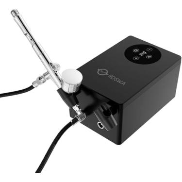 Imagem de RDSWA Kit de aerógrafo com compressor de ar ajustável de 12 marchas, conjunto de escova de ar de alta pressão, conjunto de pistola de pulverização de aerógrafo de ação dupla, ideal para pintura