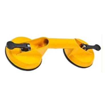 Imagem de Ventosa Dupla para Piso Porcelanato e Vidros, Amarelo, Ferramenta de Manuseio e Instalação Profissional, com Alças Ergonômicas e Travas de Segurança