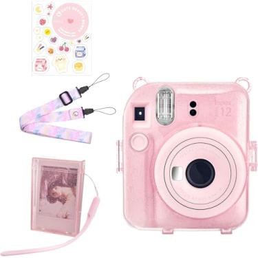 Imagem de HIYQIN Estojo Transparente Com Glitter E Armazenamento De Filme Para Câmera Instantânea Fujifilm Instax Mini 12, Acessórios Atualizados - Rosa