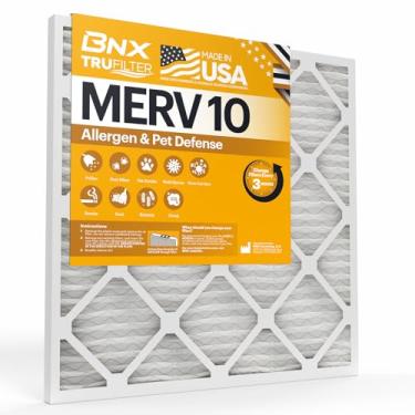 Imagem de BNX Filtro de ar TruFilter 20 x 25 x 1 MERV 10 (pacote com 6) para forno CA – Feito nos EUA – Filtros plissados para ar condicionado HVAC AC – Remove odor, mofo, bactérias, fumaça
