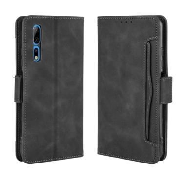 Imagem de Capa para ZTE Axon 10 Pro 5G,Retro magnético Flip Case,Design de carteira de couro PU com slots de cartão removíveis -Black