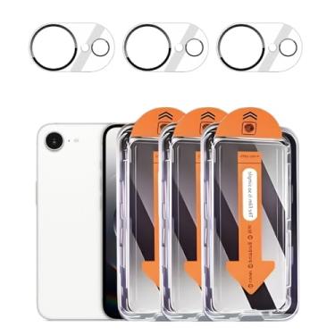 Imagem de Pacote com 3 protetores de tela de privacidade para iPhone 16e de 6,1 polegadas com 3 protetores de lente de câmera, película de vidro temperado antiespião, antiarranhões, sensível ao toque