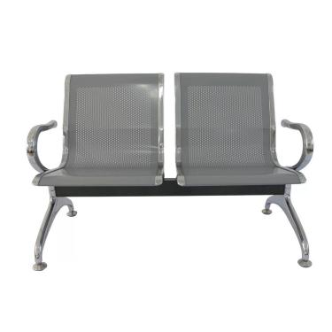 Imagem de Cadeira Para Escritório Longarina 2 Lugares Dubai Fratini Cinza/Metálico