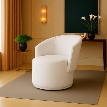 Imagem de Poltrona Decorativa Orgânica Fixa Para Sala Malu Sintético M11 - D'rossi Branco