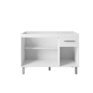 Imagem de Balcão De Cozinha Sem Tampo 3 Portas 1 Gaveta 120cm Anita - Ssx Multicoisas Branco