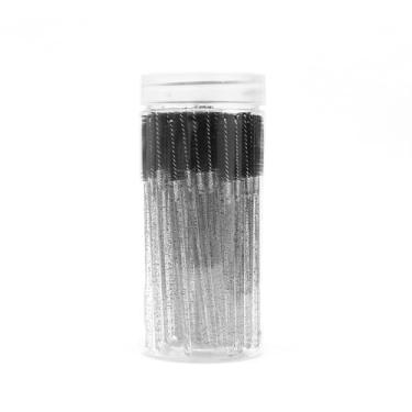 Imagem de 100 varinhas de rímel descartáveis/escova de sobrancelha de cristal para extensões de cílios/pincéis de cílios com recipiente