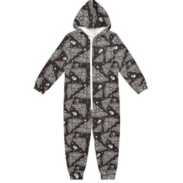 Imagem de Macacão de caveira rosa para crianças, macacão de peça única, cosplay, roupa para casa, meninos e meninas, Crânio de mariposa - 2, 5-6 Anos