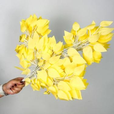 Imagem de Kit 12 Buquês de Fícus Artificial 60cm – Folhagem Realista para Decoração de Casa, Jardim Vertical e Eventos(24,Amarelo)