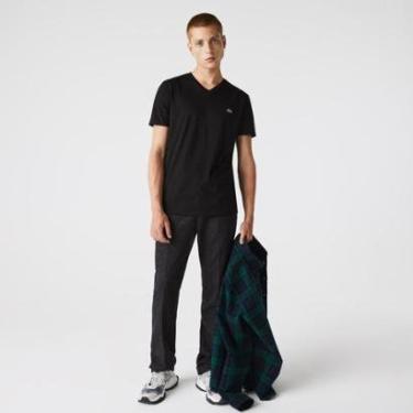 Imagem de Camiseta Masculina em Jérsei de Algodão Pima com Gola V-Masculino