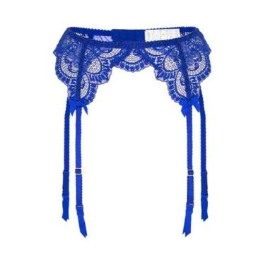 Imagem de Cinta-Liga Azul De Cintura Alta Com 4 Clipes Para Meias, Lingerie Tran