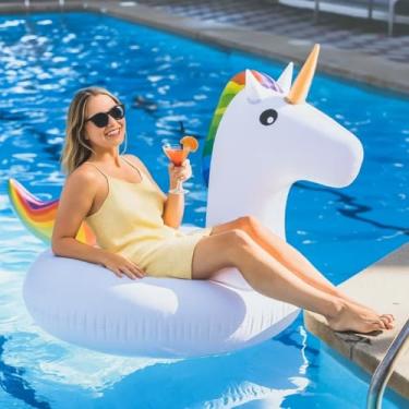 Imagem de Kit 2 Boias Infláveis Donuts Piscina 90cm Grande | Boia de Verão Praia Adulto e Criança(1 BOIA UNICÓRNIO)