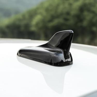 Imagem de Antena de barbatana de tubarão de simulação de carro modificada sem rádio teto adesivo decorativo de cauda de plástico (preto)