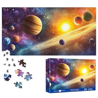 Imagem de Bimkole Quebra-cabeça de planeta para adultos 1000 peças, quebra-cabeça de papel universo 1000 peças - quebra-cabeça divertido e desafiador decoração familiar ótima ideia de presente, tamanho final de
