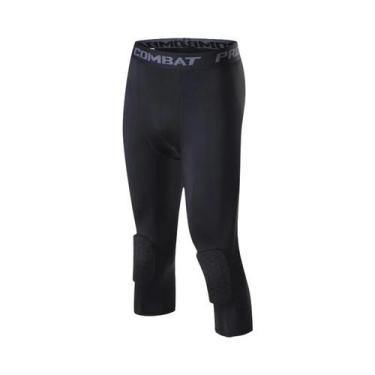 Imagem de Calças De Corrida Masculinas Com Almofada 3/4, Leggings De Compressão 