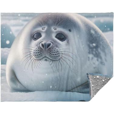 Imagem de Manta macia com estampa animal de foca fofa para sofá adulto manta de sofá para sofás 177,8 cm x 139,7 cm Boho cobertor de viagem personalizado