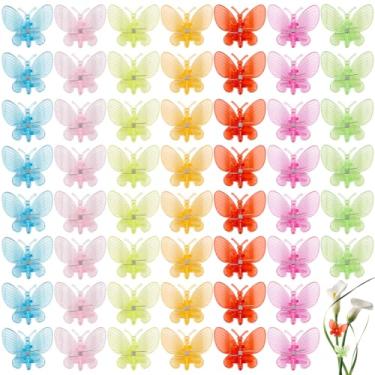 Imagem de SOFPLATE 70 peças clipes de suporte de orquídeas clipes de planta borboleta plástico acrílico colorido transparente bonito fechos de plantas para orquídeas flores vegetais tomates caules videiras