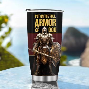 Imagem de Copos isolados caneca copo aniversário natal presentes para meninos filho namorado acessórios essenciais de viagem deve ter alça gelada fria 590 ml estilo cavaleiro