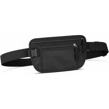 Imagem de Pochete Doleira, Porta Dinheiro Notas Viagem Internacional Anti Roubo Invisível Segura Imperméavel Para Celular Cartão Chaves (Preto)