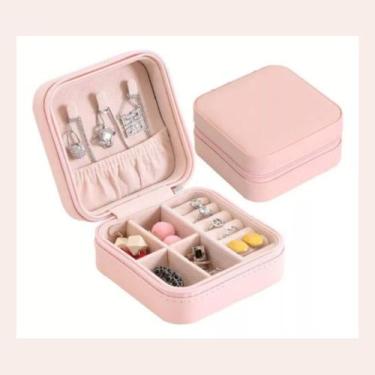 Imagem de Porta Jóias Portátil Viagem Estojo Pequeno Colar Brinco Moeda Relógio 
