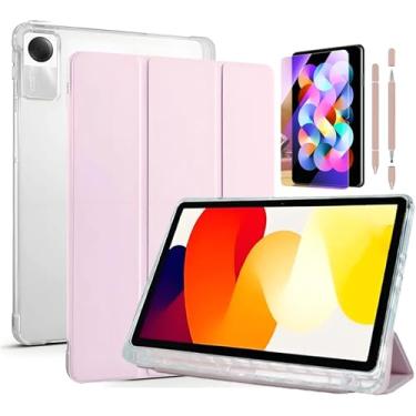 Imagem de Capa Para Xiaomi Redmi Pad Se 11/ Caneta/Película,Suporte para Caneta, Tampa Magnética e Suporte Integrado,com Função de Acordar/Aativar (Rosa)