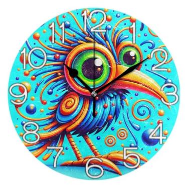 Imagem de GAIGEO Relógio de parede analógico decorativo operado por bateria relógio de cozinha de escritório, decoração moderna de meados do século, noiva colorida engraçada, 25 cm, ponteiros pretos