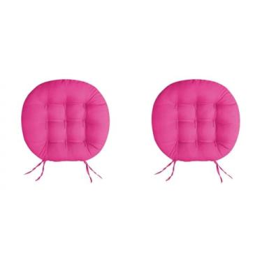 Imagem de Almofada Futon Redonda 9 Furos 40x40 cm almofada para cadeira para Cadeira Banco e Sofá com Amarração Assento Decorativo Confortável Uso Diário(Pink)