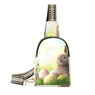 Imagem de CEBUGI Bolsa tiracolo feminina com fundo de Páscoa, bolsa tiracolo de couro, para caminhadas, viagens ao ar livre