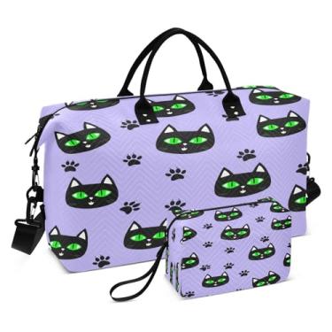 Imagem de CEBUGI Bolsa feminina acolchoada de gato preto, grande, bolsa de viagem de fim de semana, bolsas hospitalares para trabalho de parto e parto