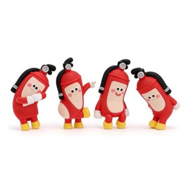 Imagem de Zopsc 4 Peças de Mini Estatuetas de Extintor de Incêndio de Resina, Lindas Esculturas de Mesa 3D para Decoração de Escritório Com Design Divertido, Perfeitas para Prateleira de