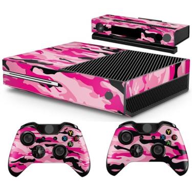 Imagem de giZmoZ n gadgetZ GNG Adesivo de decalque de console camuflado rosa + 2 capas de controle compatíveis com Xbox One e Kinect