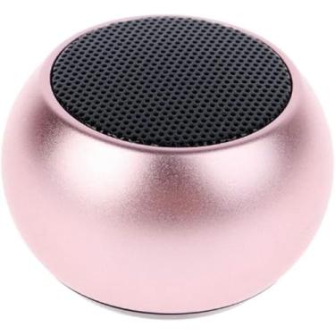 Imagem de Mini Caixa de Som Bluetooth Portátil 3W Bolinha Metal Amplificada com Microfone e Design Elegante (Rosa)