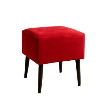 Imagem de Puff Quarto，Banquetas Quadrada Modelo Pé Removível Tecido de Sued Escrivaninha Puff Banquinho(Pé Ecológico Vermelha)