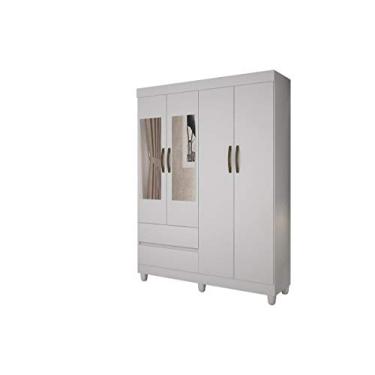 Imagem de Roupeiro Porto 4 Portas Com Espelho Branco Sallêto Móveis